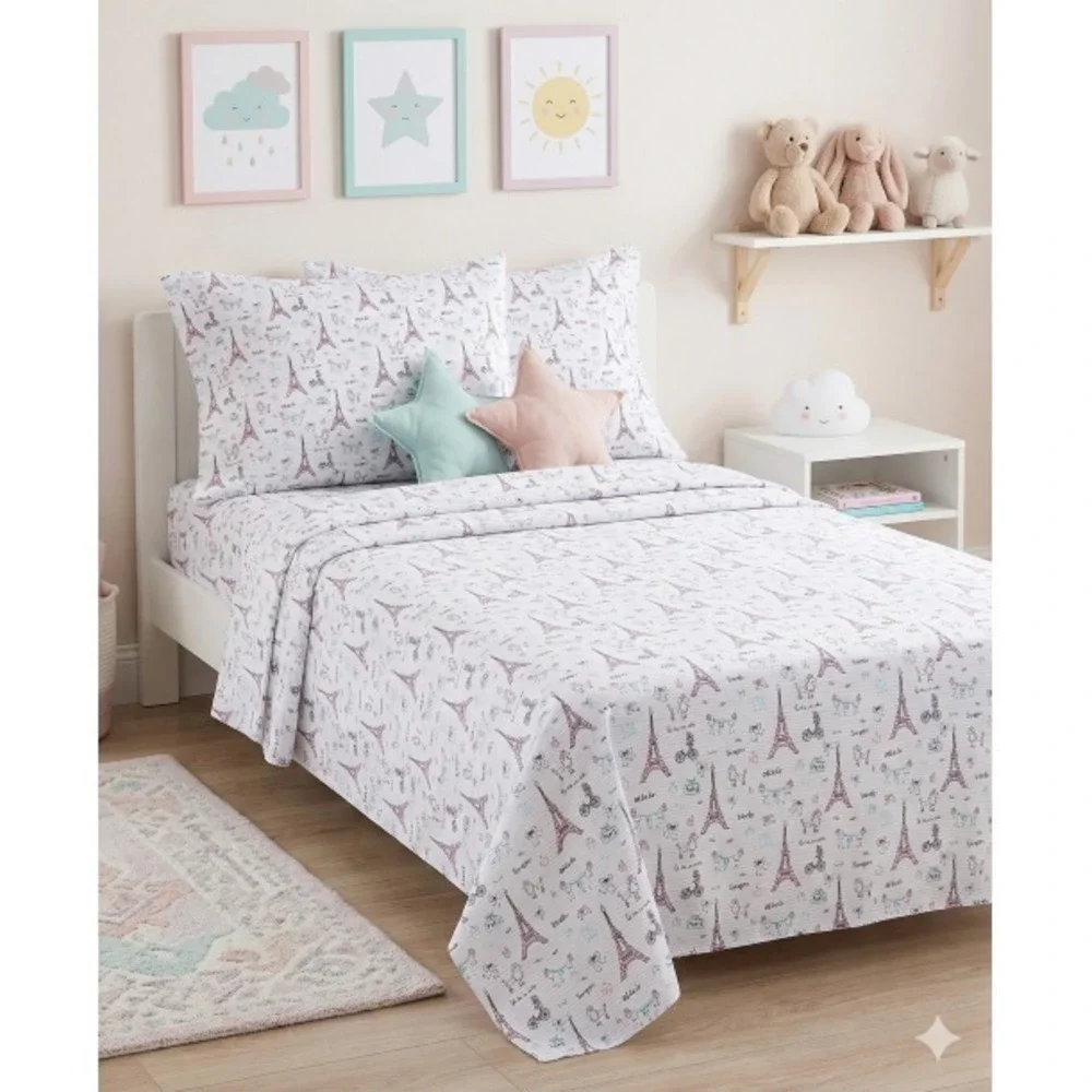 Paris Theme Twin Sheet‎ Set – Urban Dreams 3‑Piece Bedding